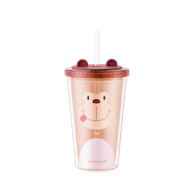 Ly Nhựa 2 Lớp LocknLock Animal 520ml - 2 Màu (Khỉ Nâu, Heo Hồng) - HAP51 image number null